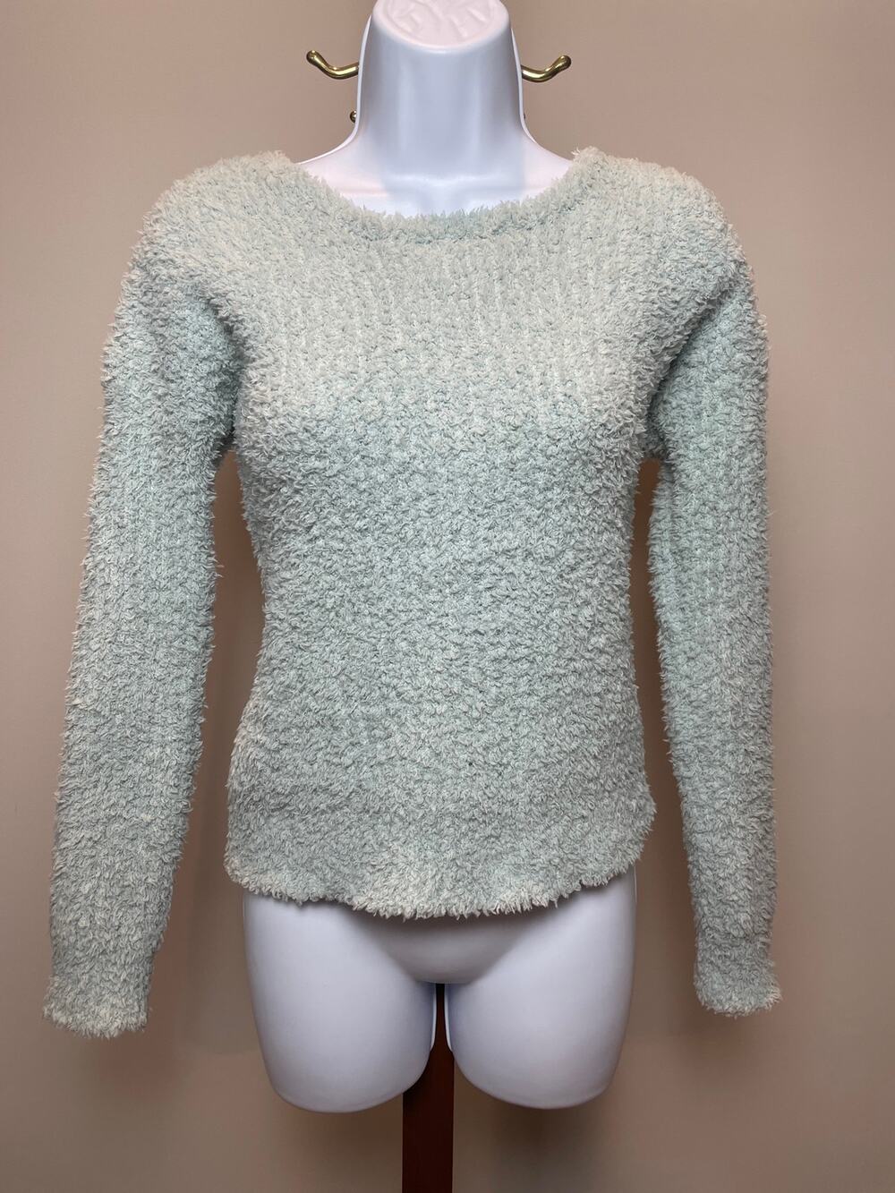 Hippie Rose Raindrop Blue Fleece Twist‑Front/Back Fleece Sweater Top Size XS NWT